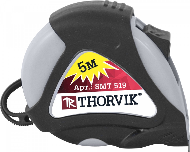 рулетка в обрезиненном корпусе, 5 м thorvik