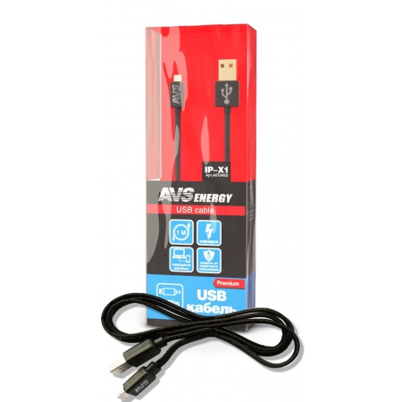 кабель для iphone 5/6/7/x 1м ip-x1 avs