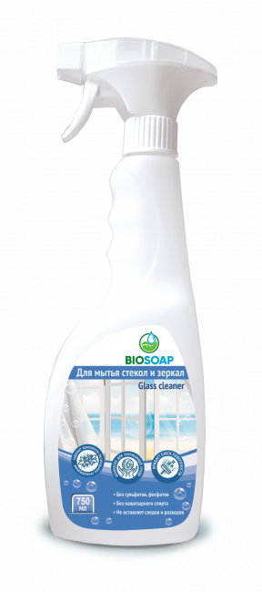 Средство для мытья стекол и зеркал триггер 750мл BIOSOAP
