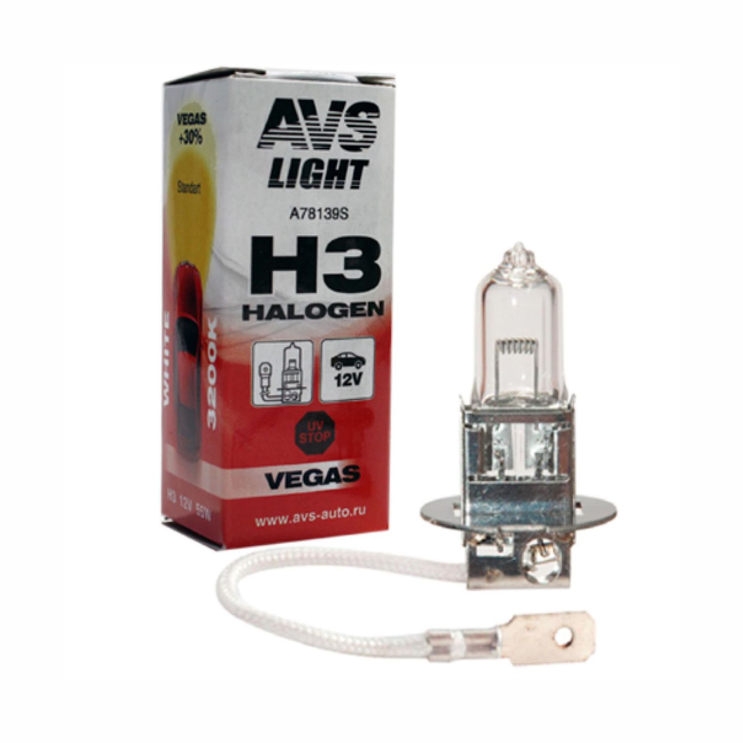 галогенная лампа vegas h3 12v, 55w avs