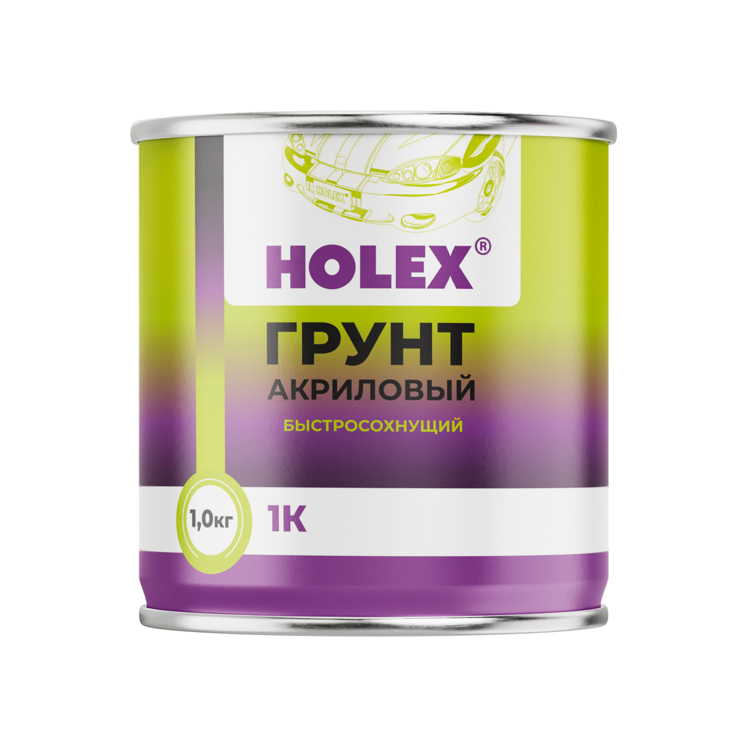 грунт акриловый 1к быстросохнущий серый 1кг holex