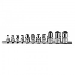 Набор головок 1/2" 1/4" 3/8" Е5-E20 11пр. на держателе FORCE