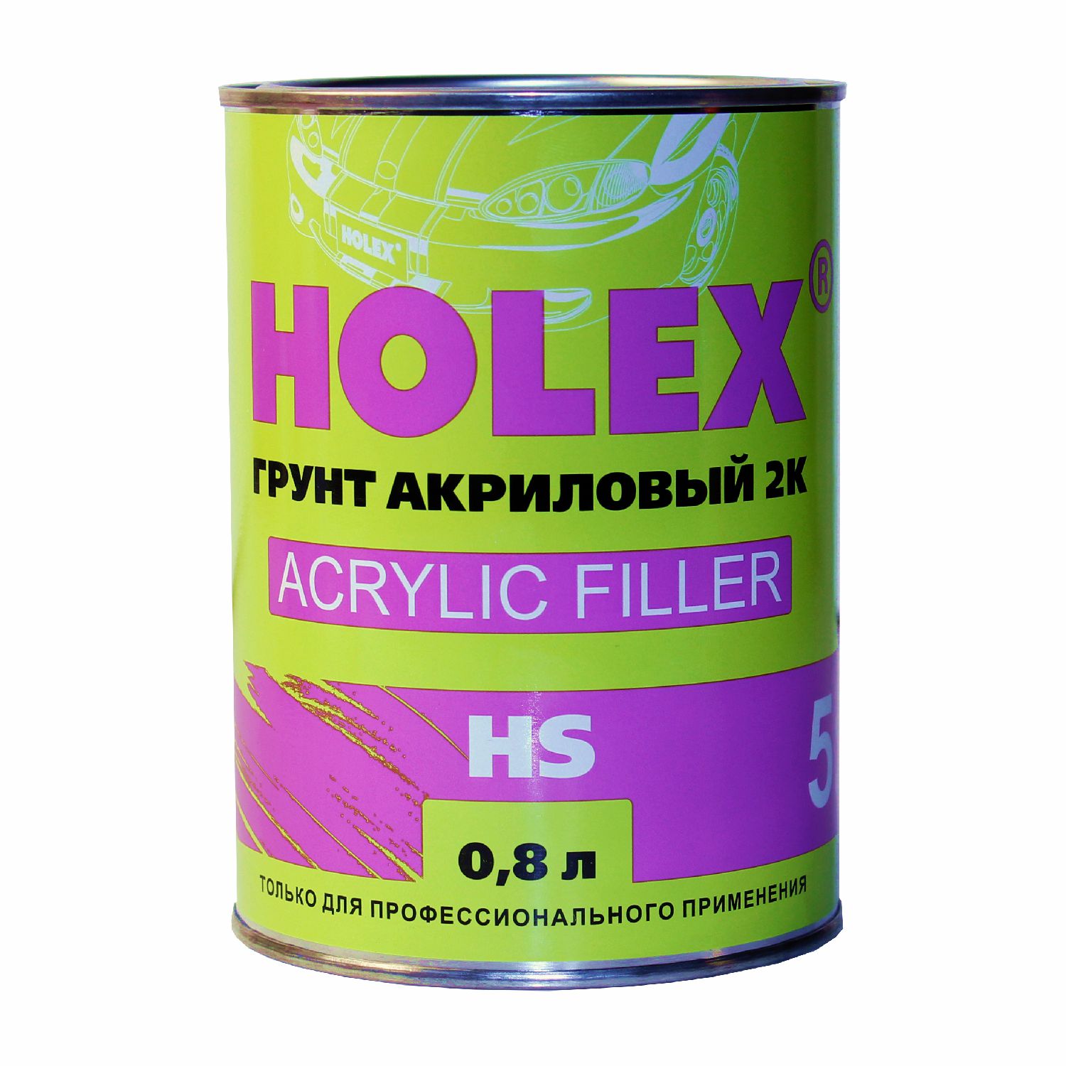 грунт акриловый 2к hs 5+1 белый 0,8л holex
