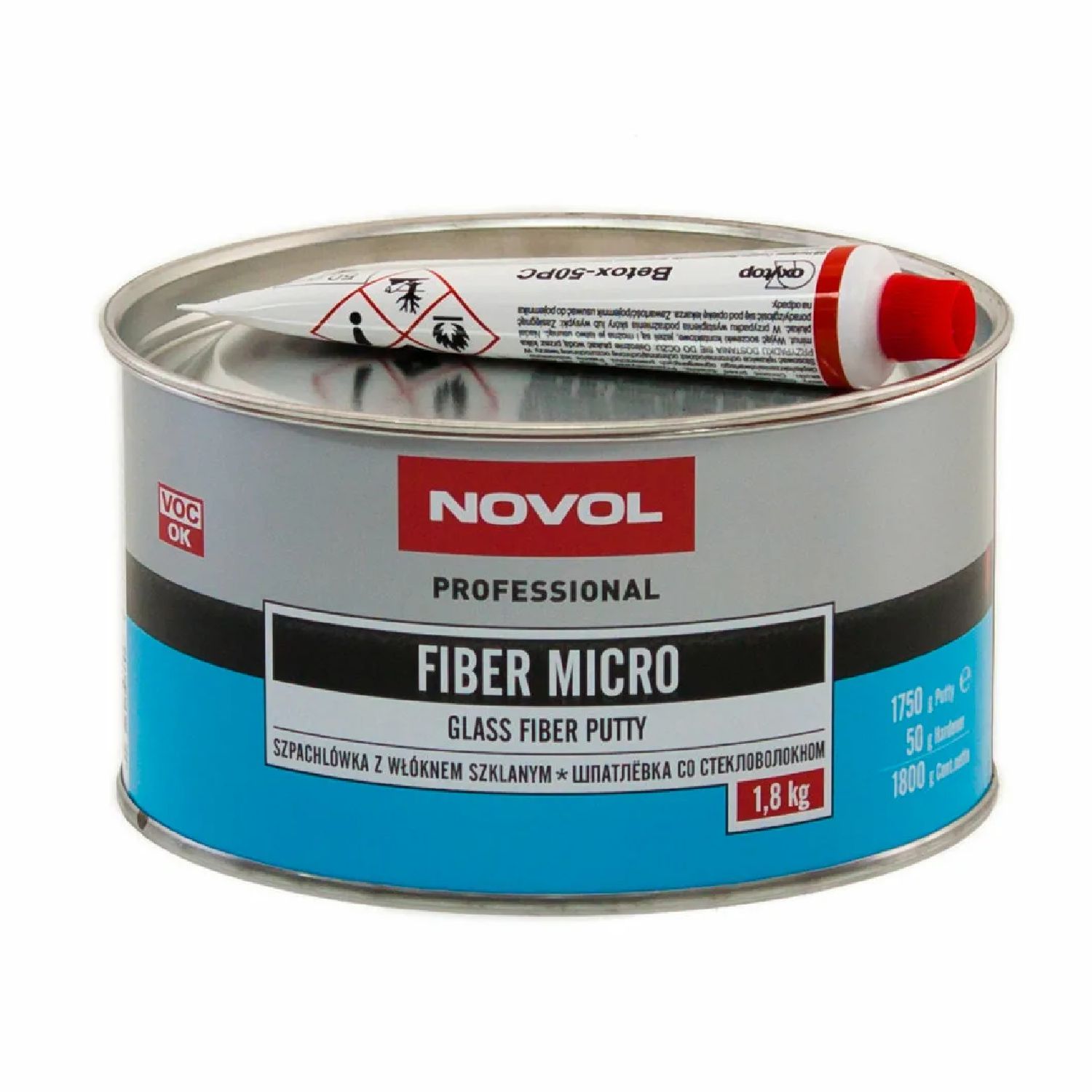 шпатлевка полиэф. со стекловолокном fiber micro novol(1,8кг)
