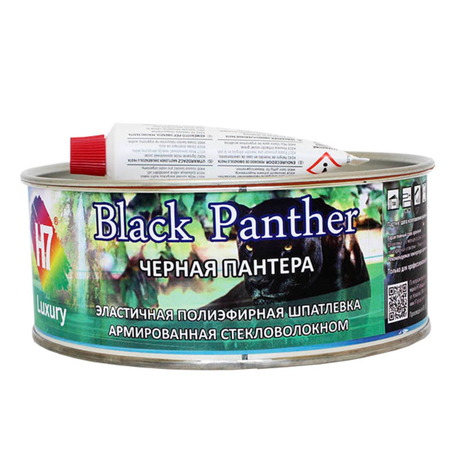 шпатлевка эластичная полиэфирная армированная стекловолокном black panther 0,5 л (0,885 кг) h7