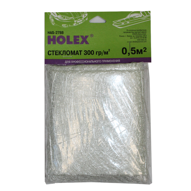 стекломат 0.5м2 плотность 300 гр/м2 полиэтиленовый пакет holex