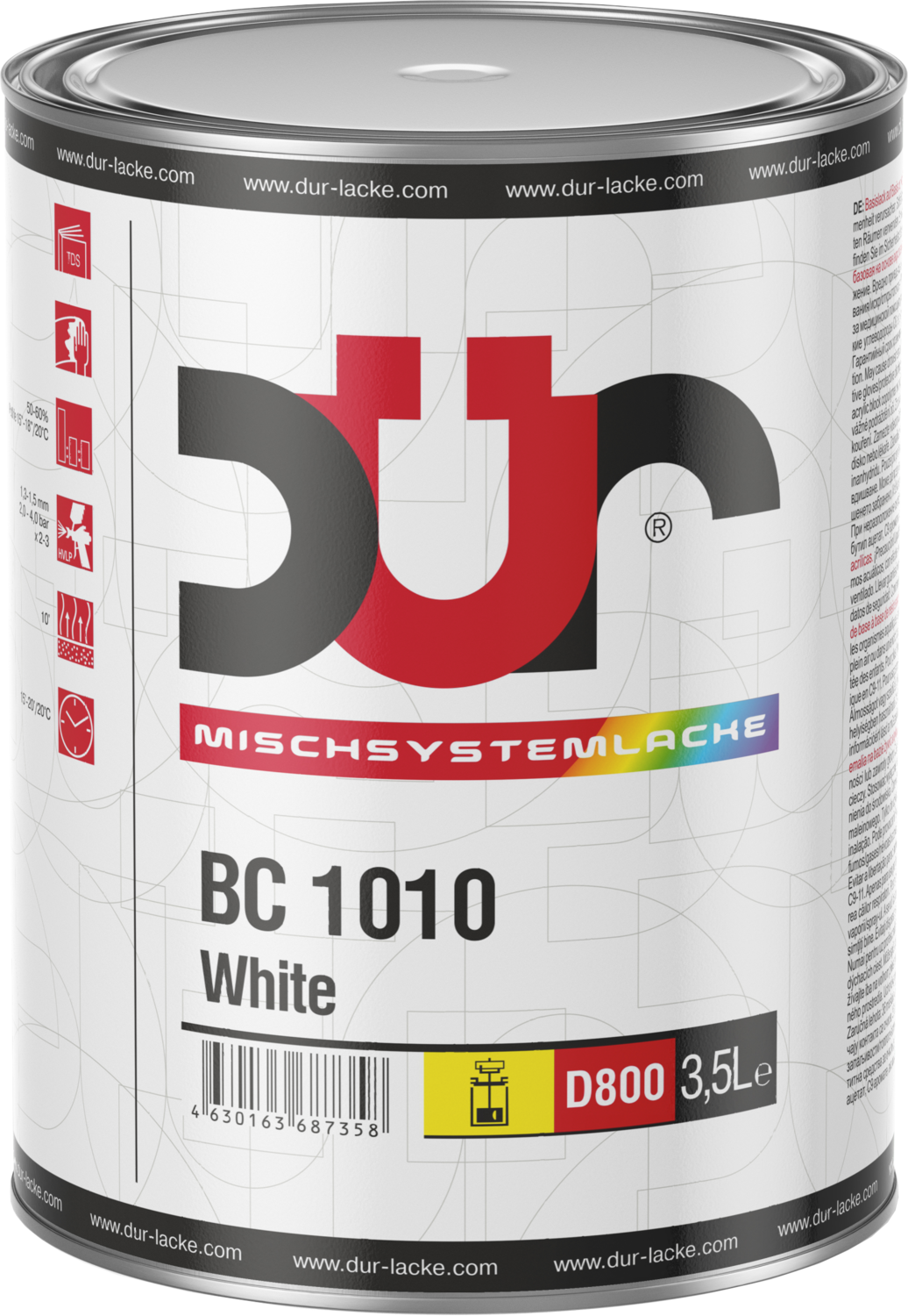 компонент для подбора автоэмалей базовый вс 1010 white 3,5л dur