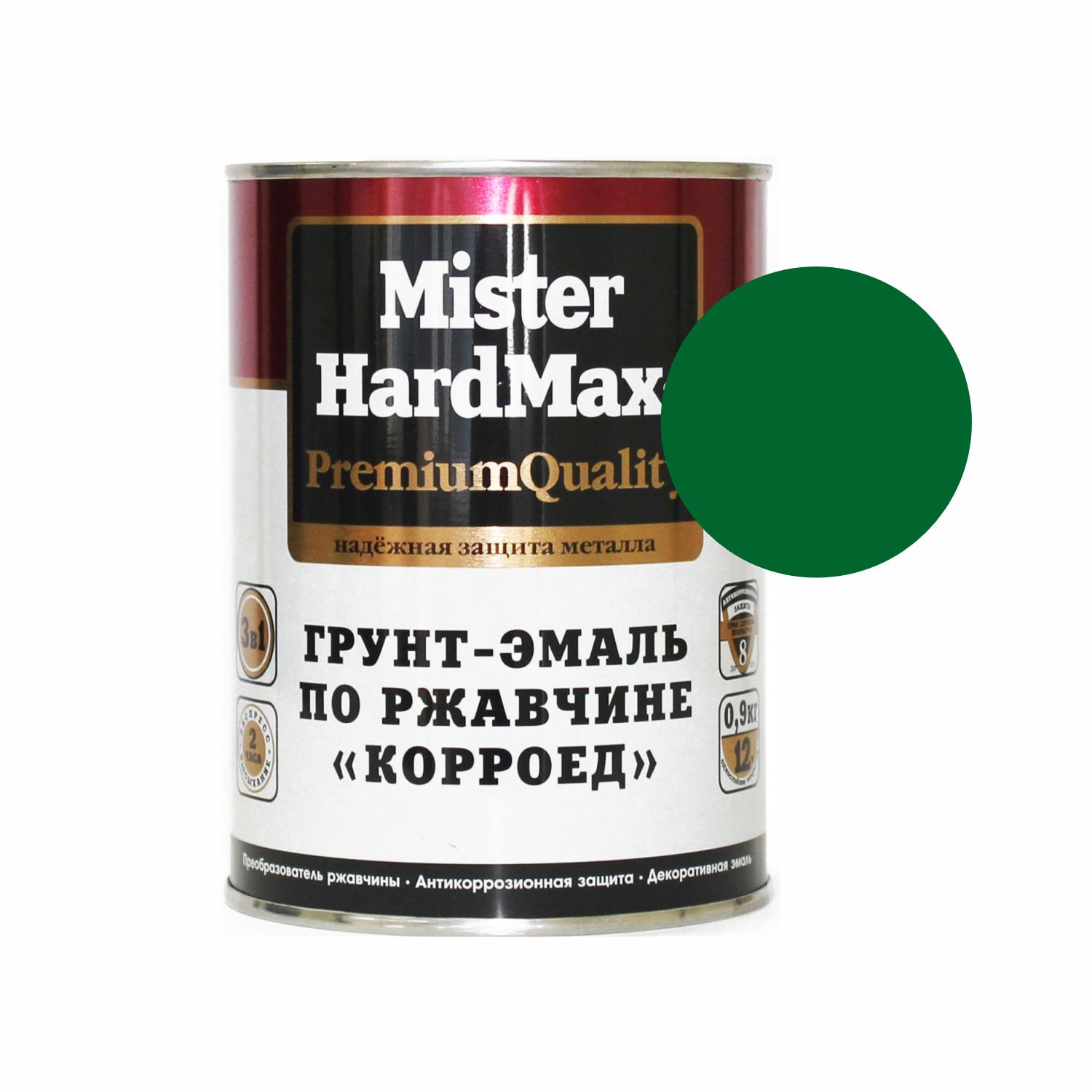 ral 6005 грунт-эмаль корроед по ржавчине темно-зеленый 0,9кг mister hardmax