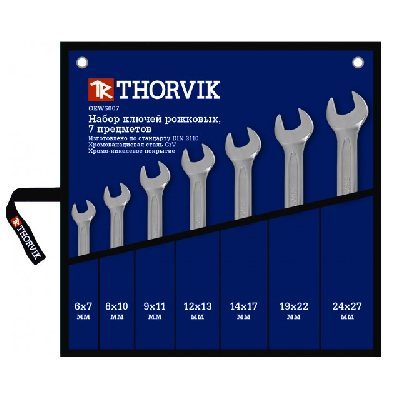 Набор ключей рожковых в сумке 6-27 мм, 7 пр-в Thorvik