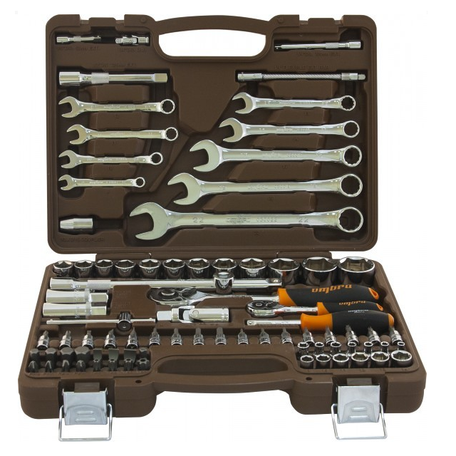 набор торцевые головки 1/4", 1/2"dr 4-32 мм, ключи 8-22 мм, 82 пр-а ombra