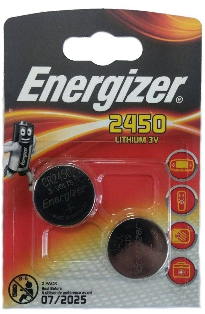 батарейка lithium cr2450 fsb 2шт литиевая energizer