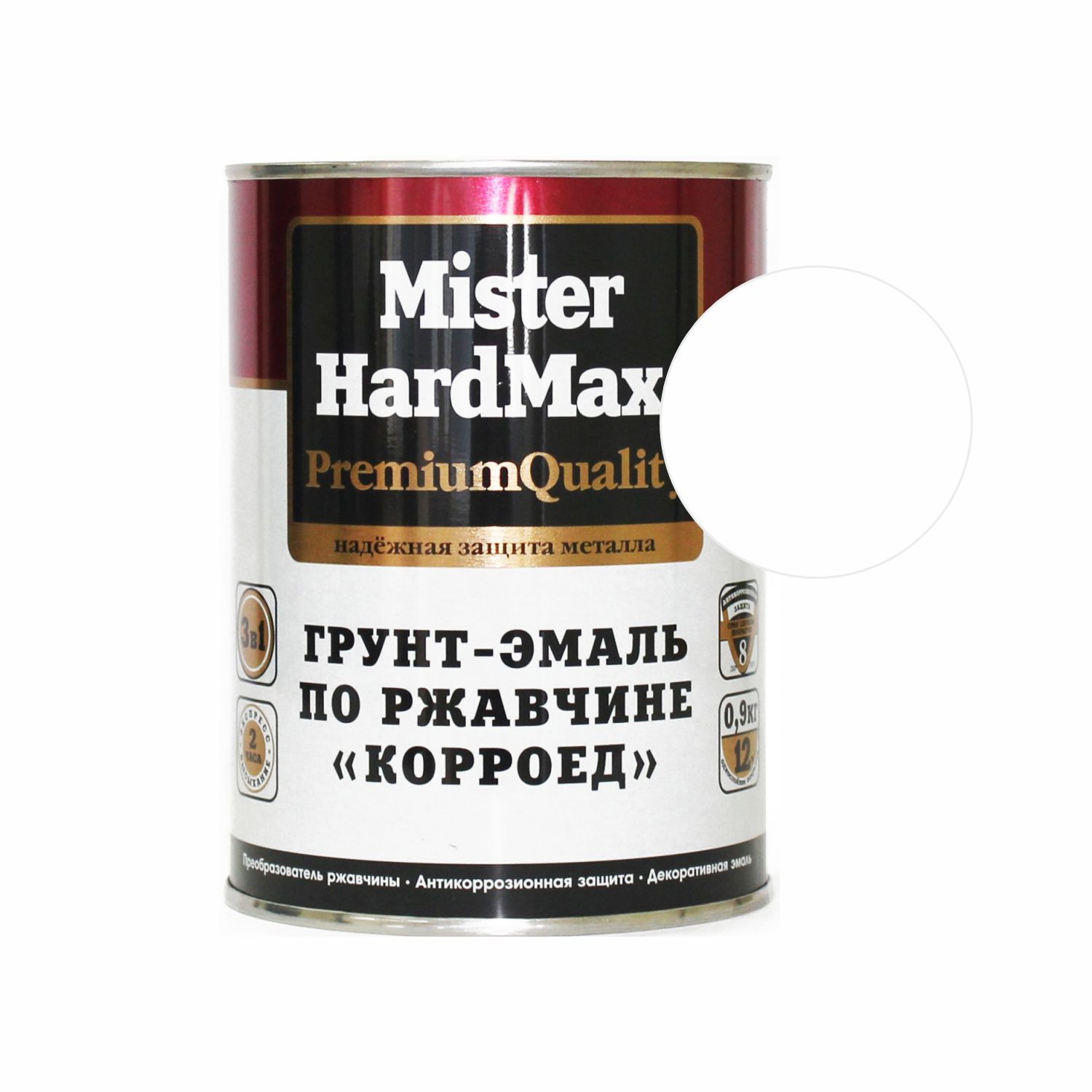 грунт-эмаль по ржавчине корроед белый 0,9кг mister hardmax