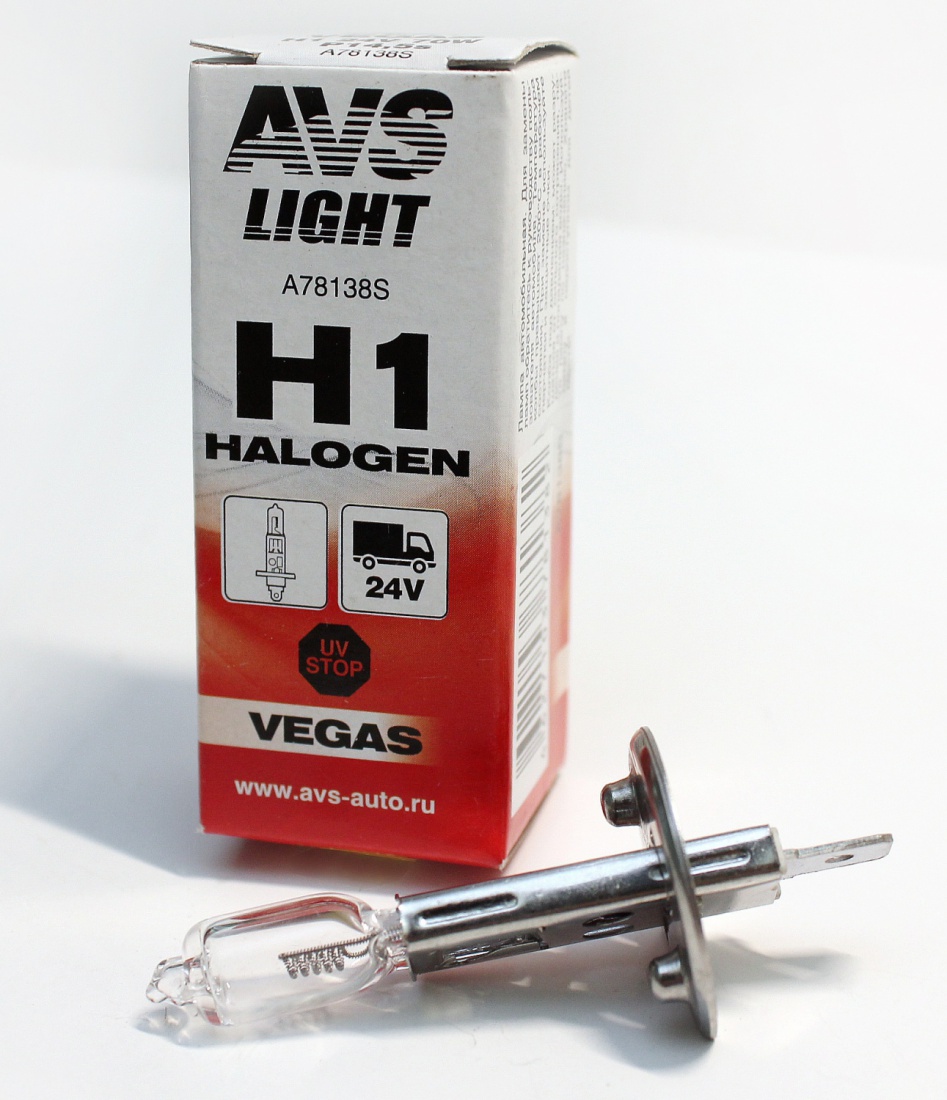 галогенная лампа vegas h1 24v, 70w avs