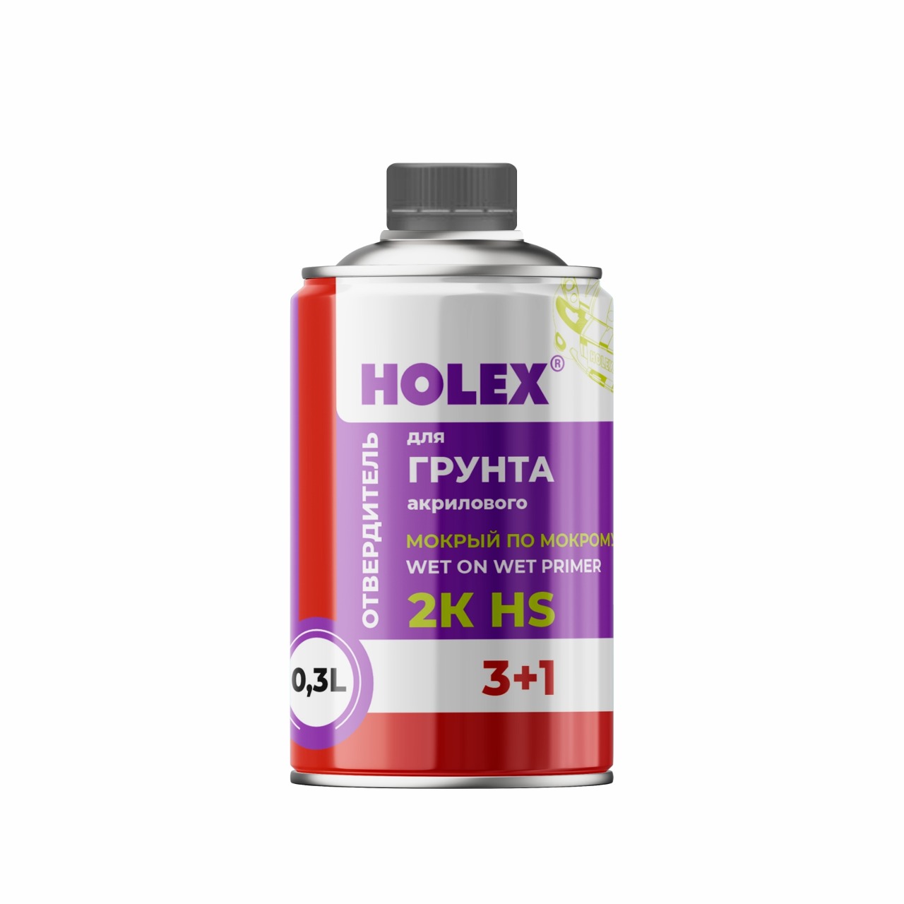 отвердитель 3+1 для 2к грунта мокрый по мокрому 0,3л holex