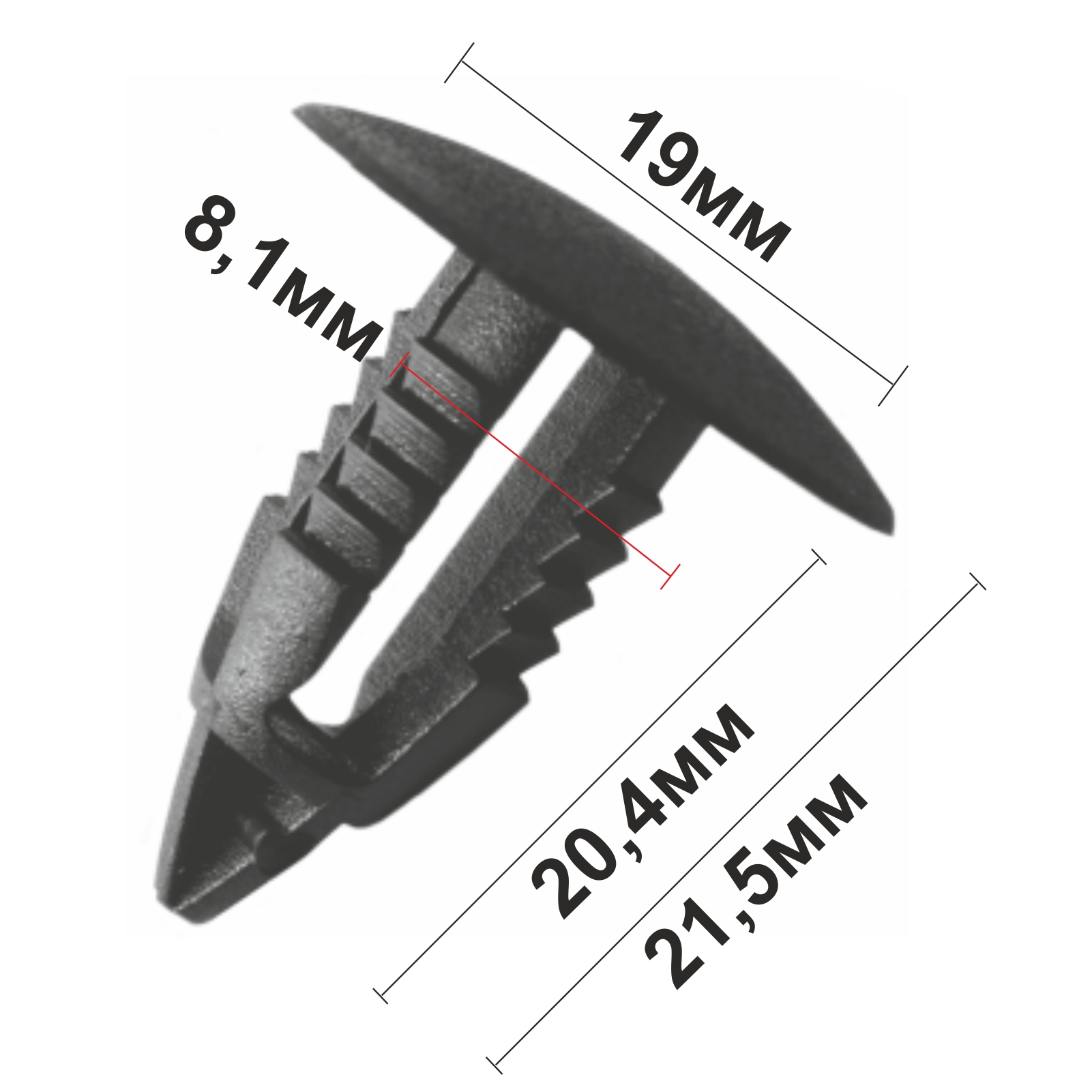 10985-1 (c985 black) (черный) клипса нажимная пластиковая