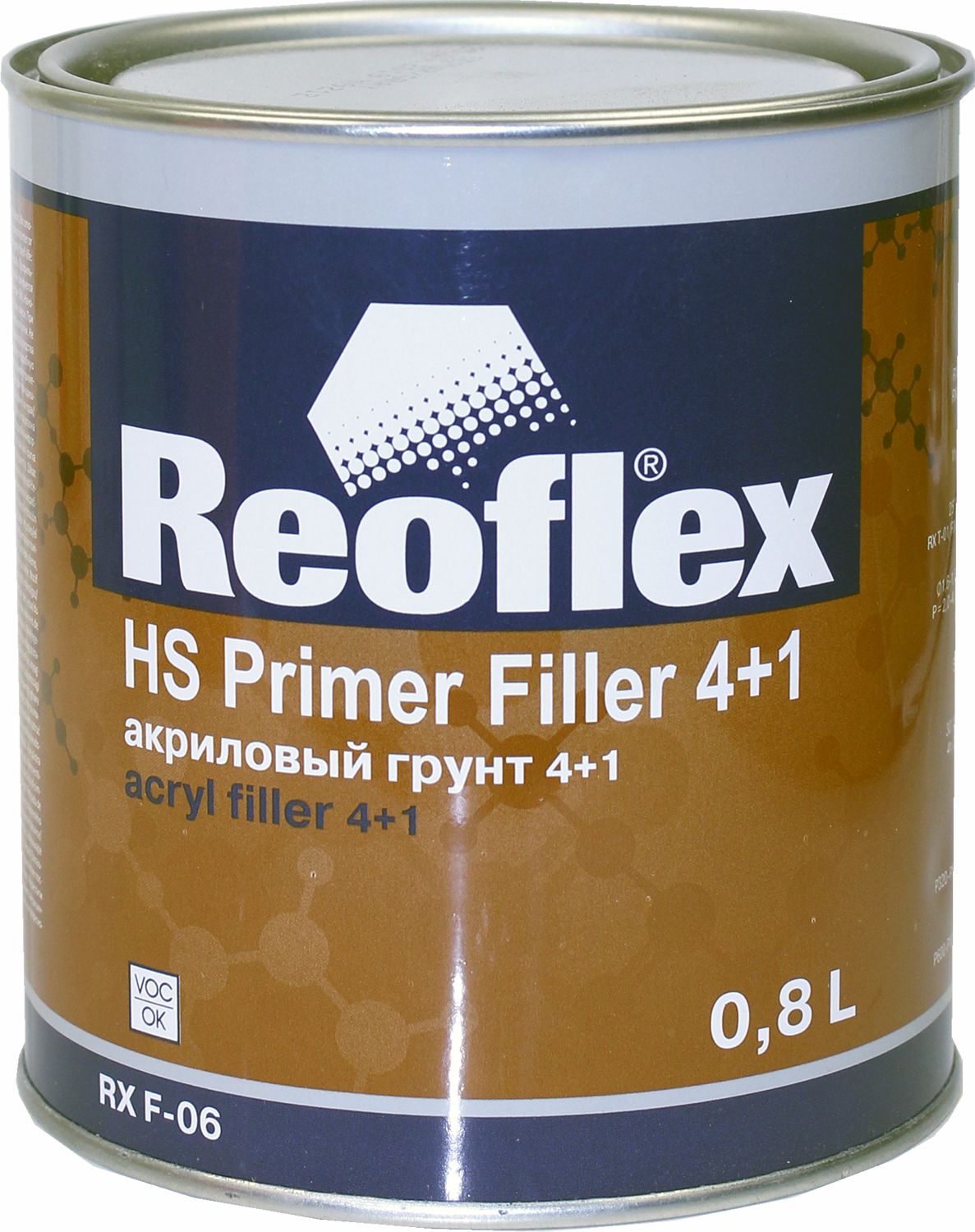 грунт акриловый 2к 4+1 серый 0,8л reoflex