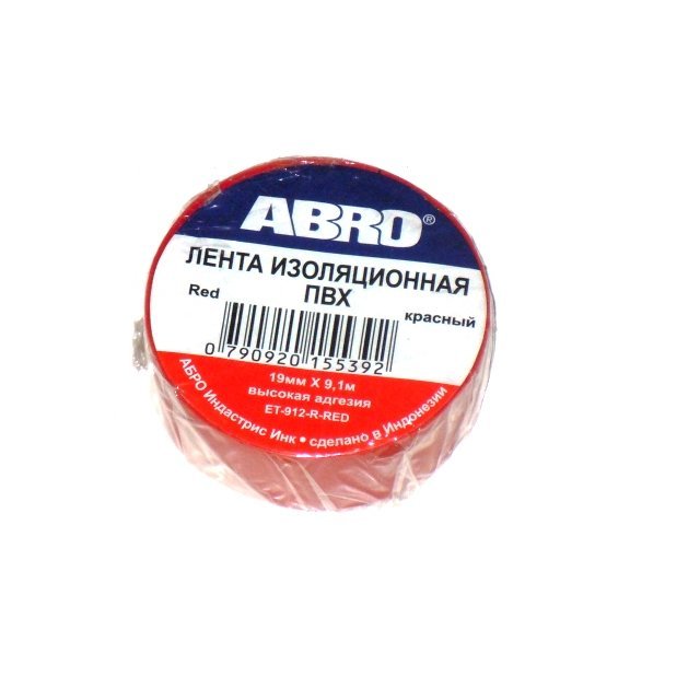 абро-изолента красная авro 0,19*10yd et912red