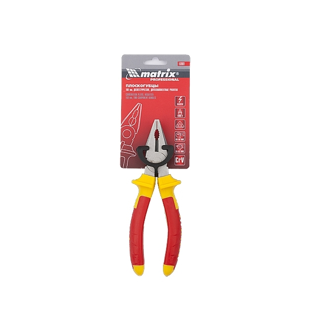 плоскогубцы комбинированные, insulated, 200мм, двухкомпонентные рукоятки//matrix professional