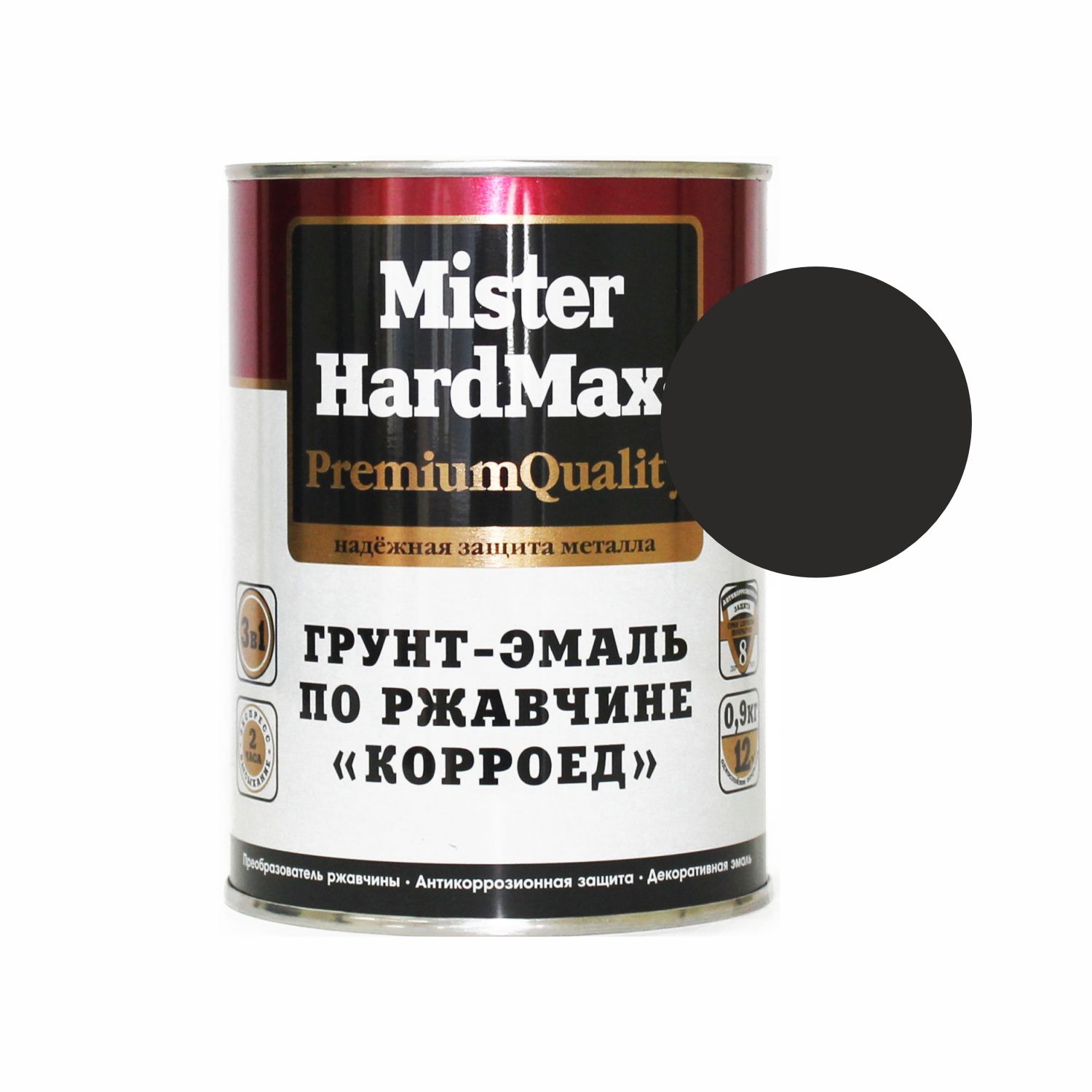 грунт-эмаль по ржавчине корроед черный 0,9кг mister hardmax