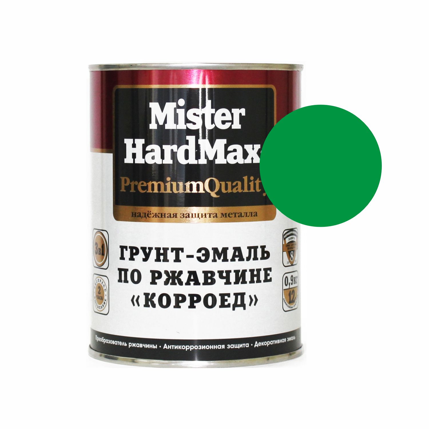 ral 6002 грунт-эмаль корроед по ржавчине зеленый 0,9кг mister hardmax