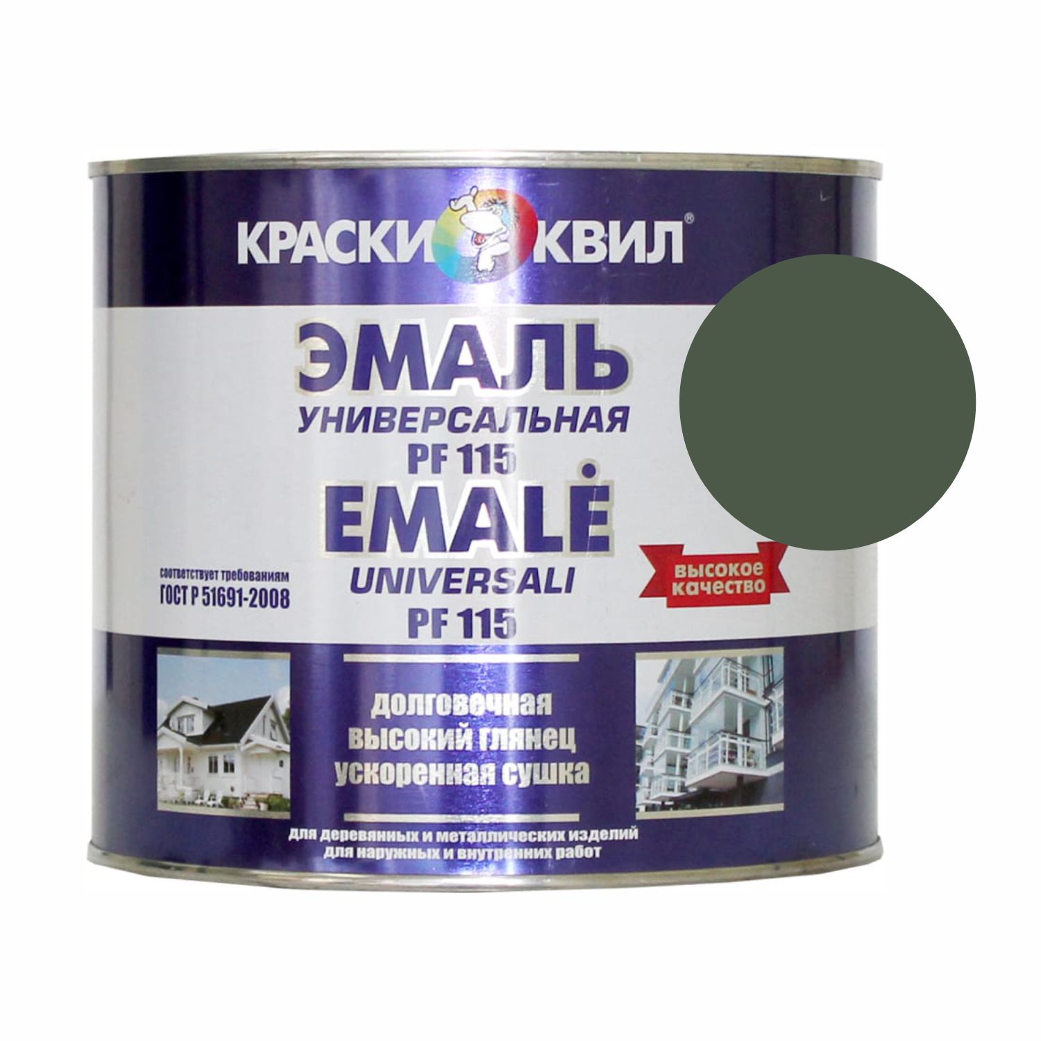 эмаль пф-115 универсальная хаки 3л (2,8кг) квил