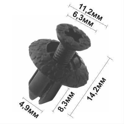 11418 (C1418) клипса с резьбовым штырьком 4-х лепестковая пластиковая
