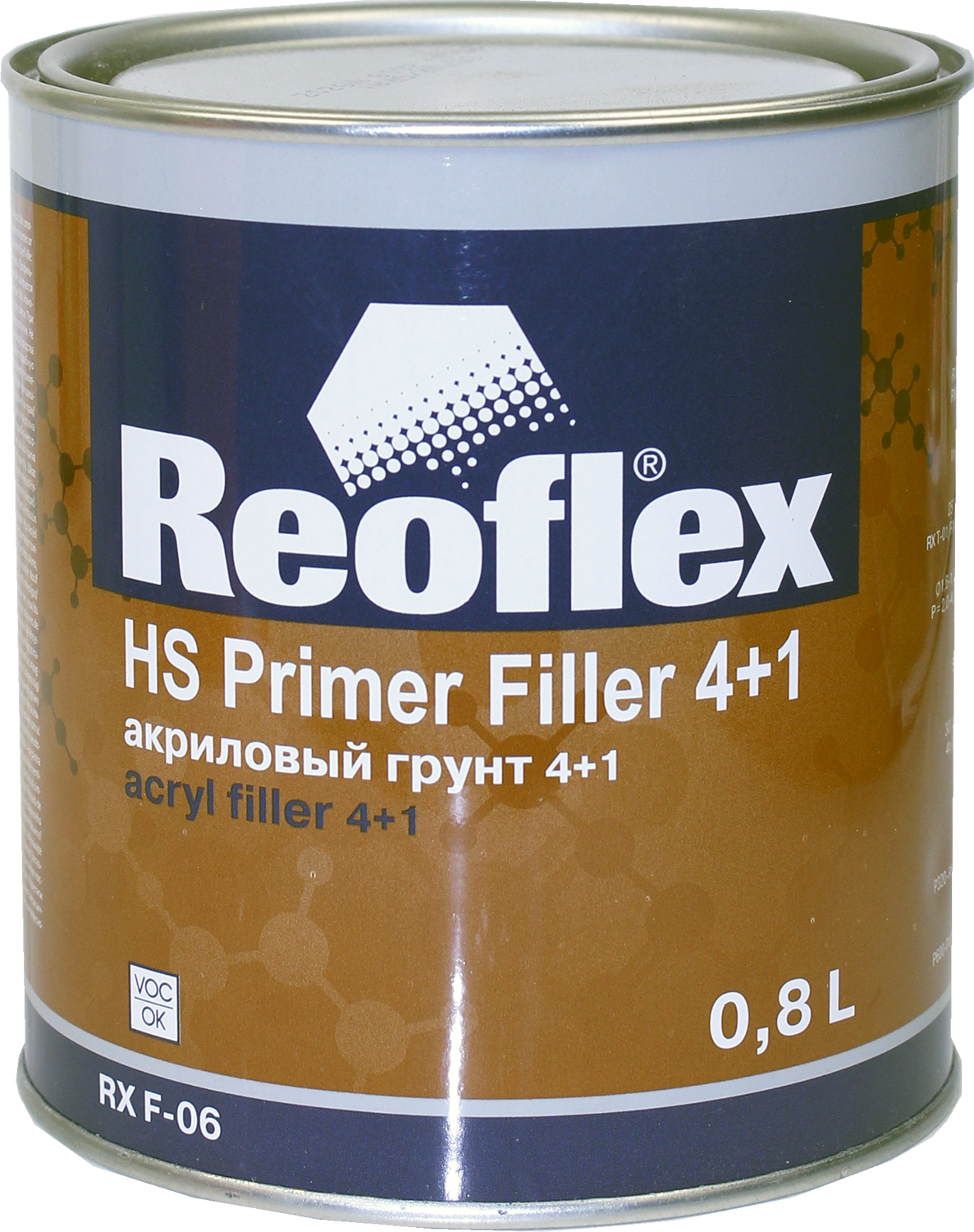 грунт акриловый 2к 4+1 черный 0,8л reoflex