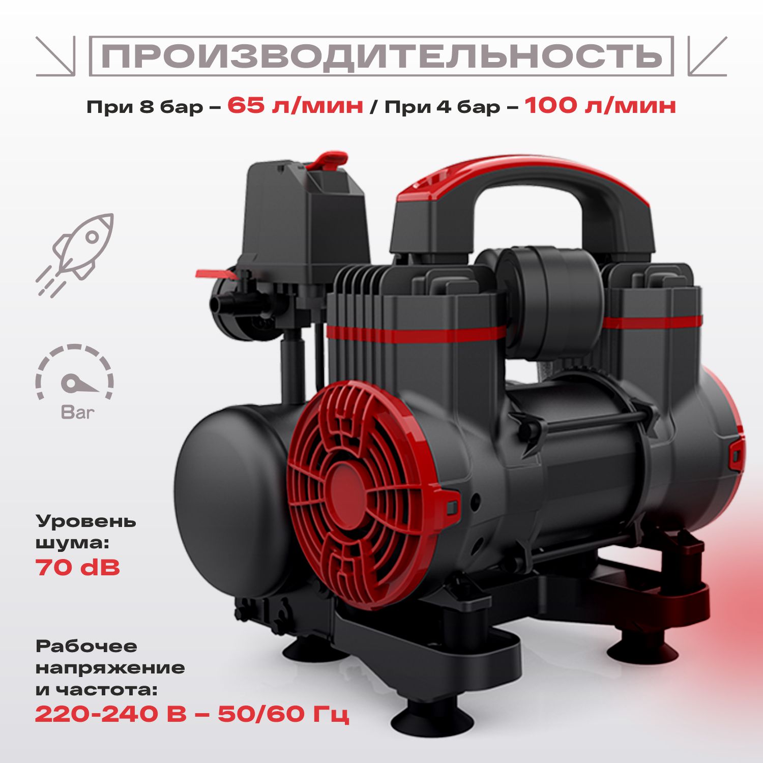 компрессор мини безмасляный 2-900f3 220 вт русский мастер