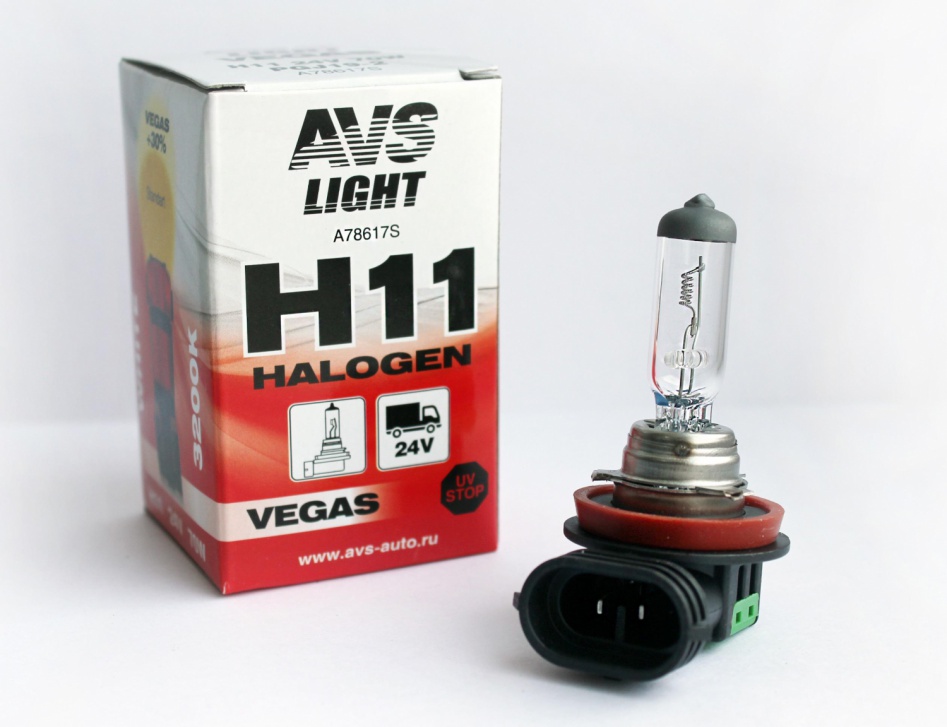 галогенная лампа vegas h11 24v, 70w avs