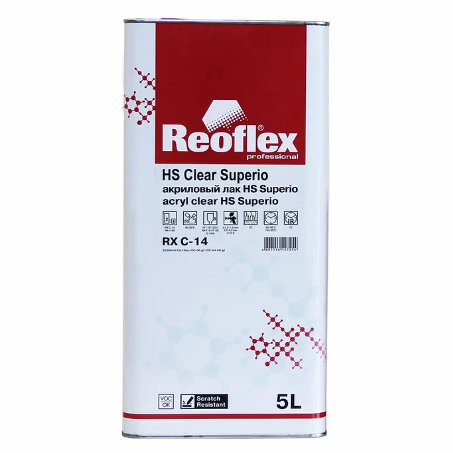 лак акриловый 2к hs superio professional 2+1 5л reoflex