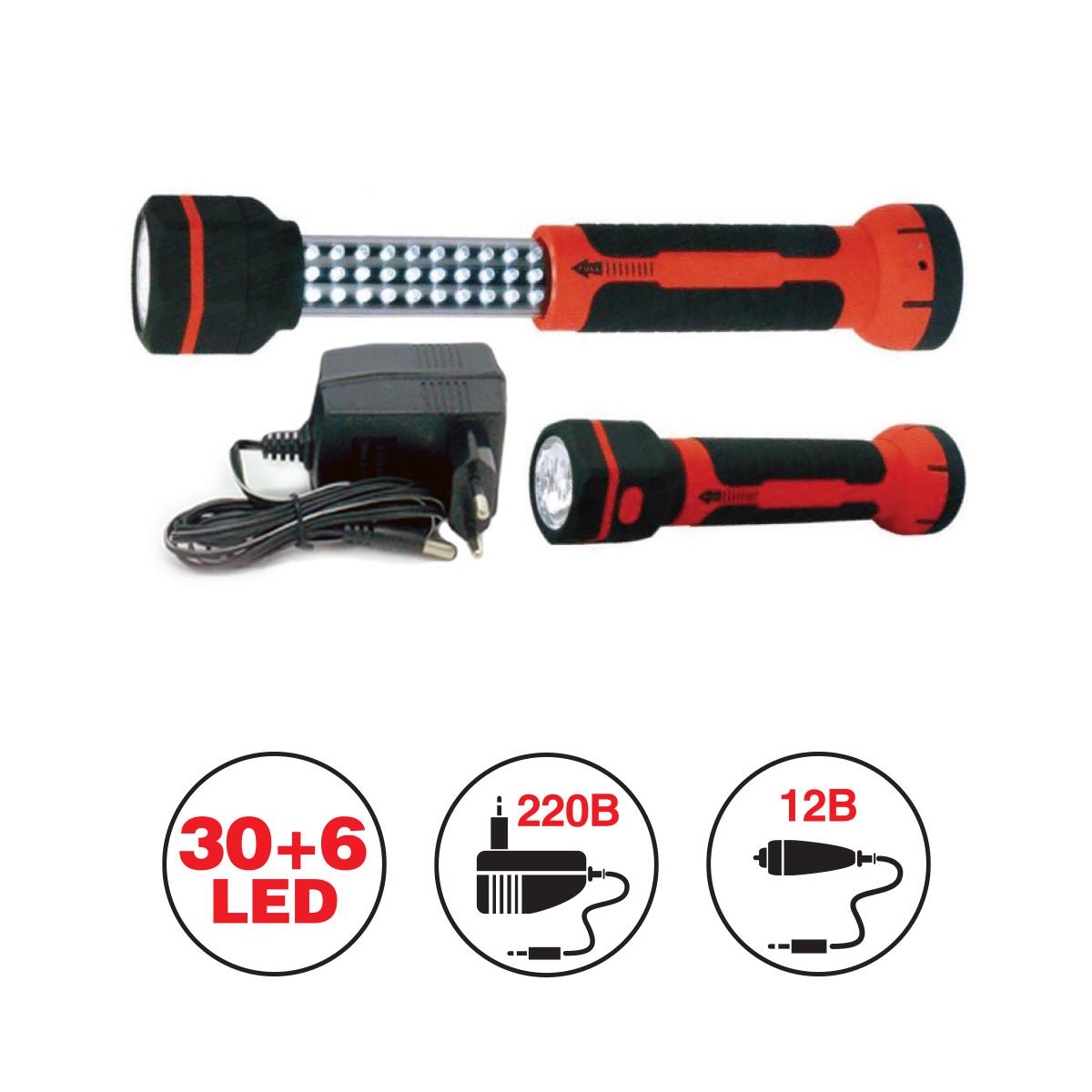 переносной светильник cd826 30led+6led 220/12b avs