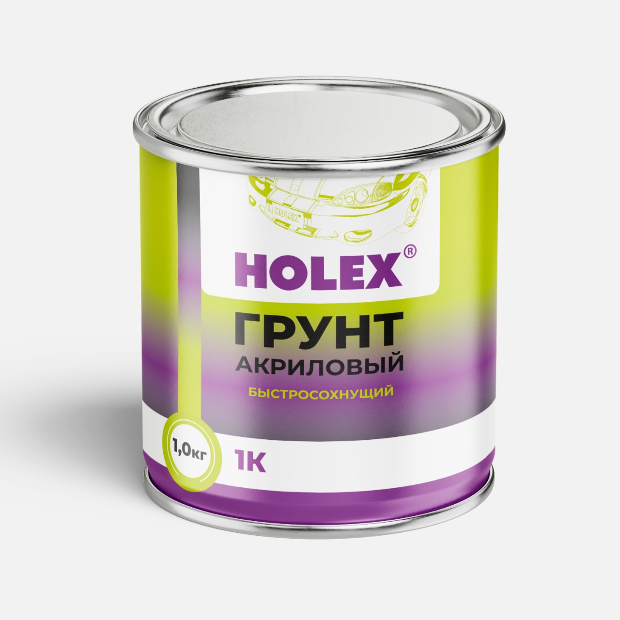 грунт акриловый 1к быстросохнущий белый 1кг holex