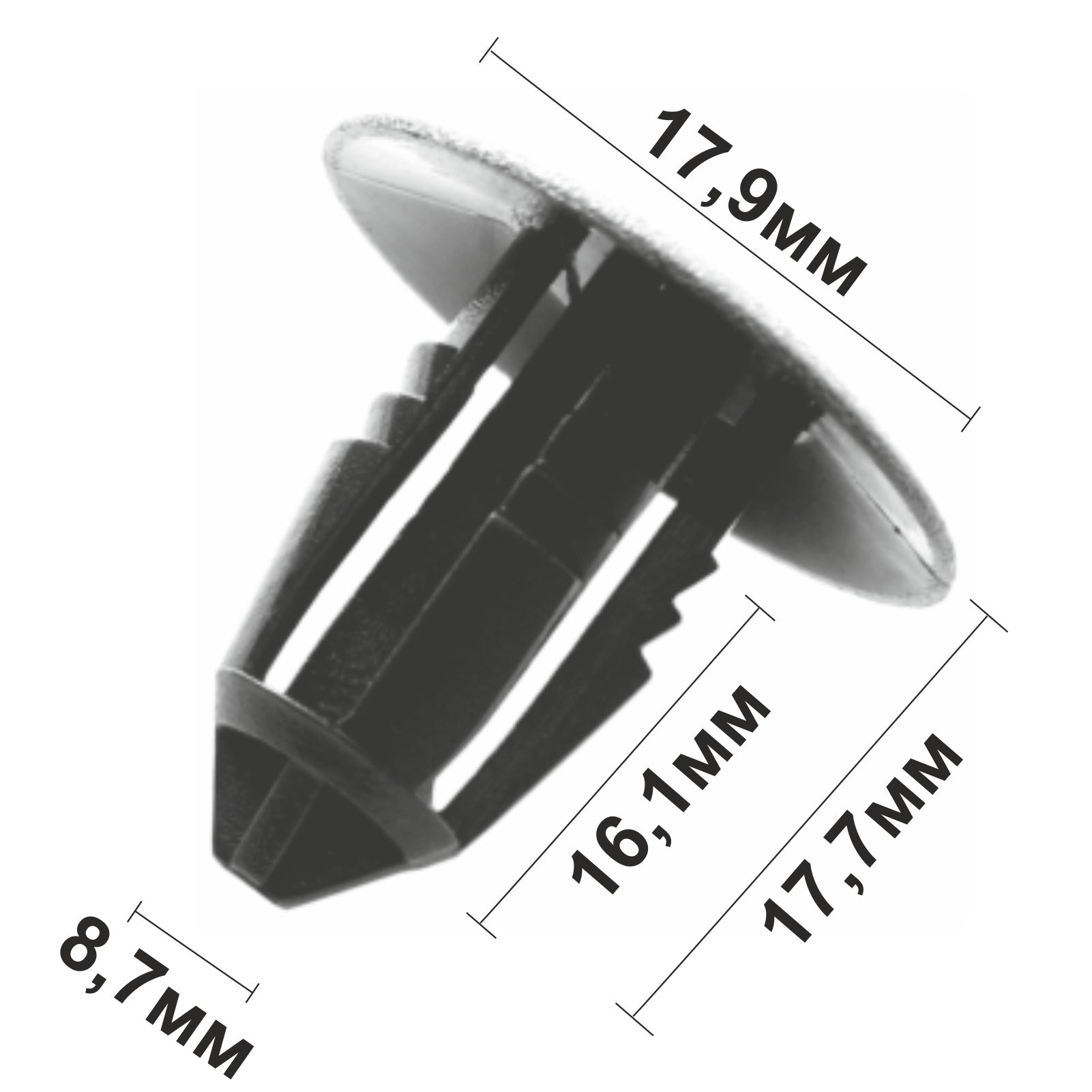 11254 (c1254 black) (черный) клипса нажимная пластиковая
