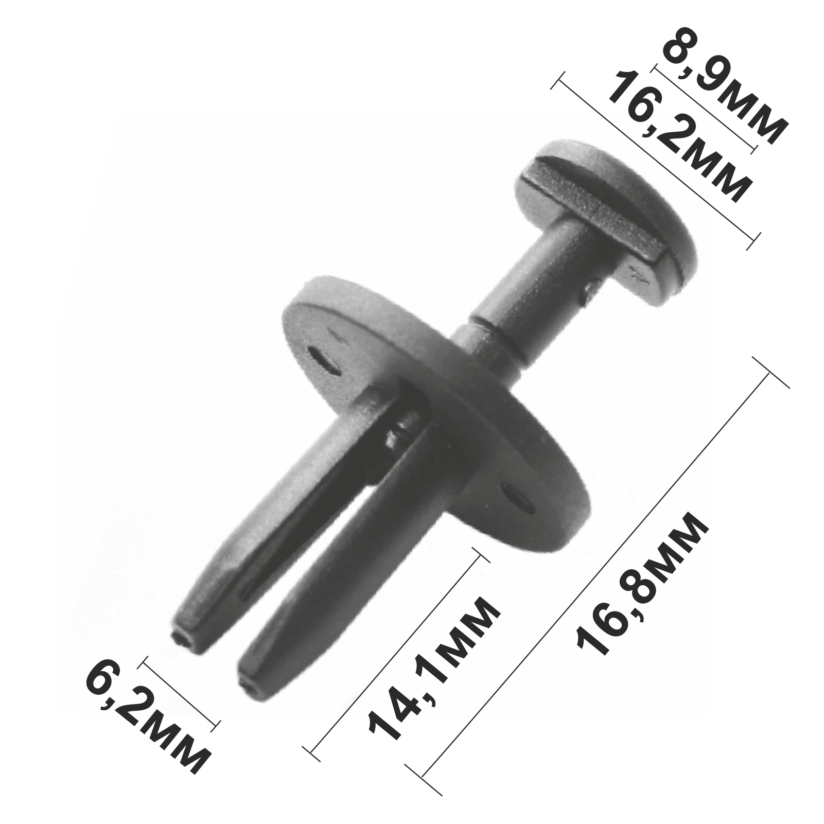 10526 (c526) клипса с нажимным штырьком пластиковая
