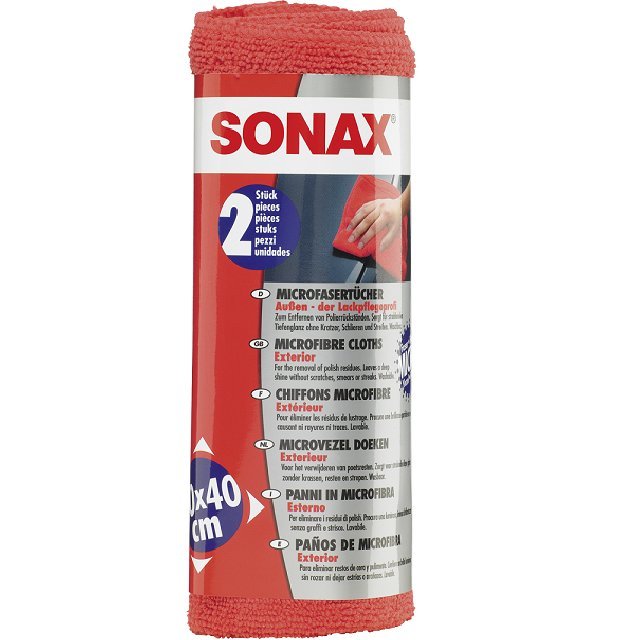 Салфетки из микрофибры для полировки кузова (1уп х2шт) SONAX
