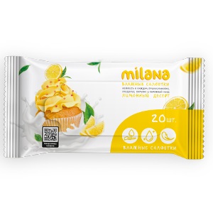 Влажные антибактериальные салфетки Milana Лимонный десерт (20 шт.) GraSS***