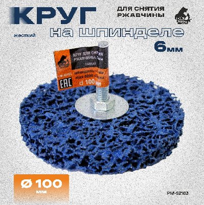 Круг для снятия ржавчины на шпинделе 6мм синий d 100мм толщина 13мм Русский Мастер