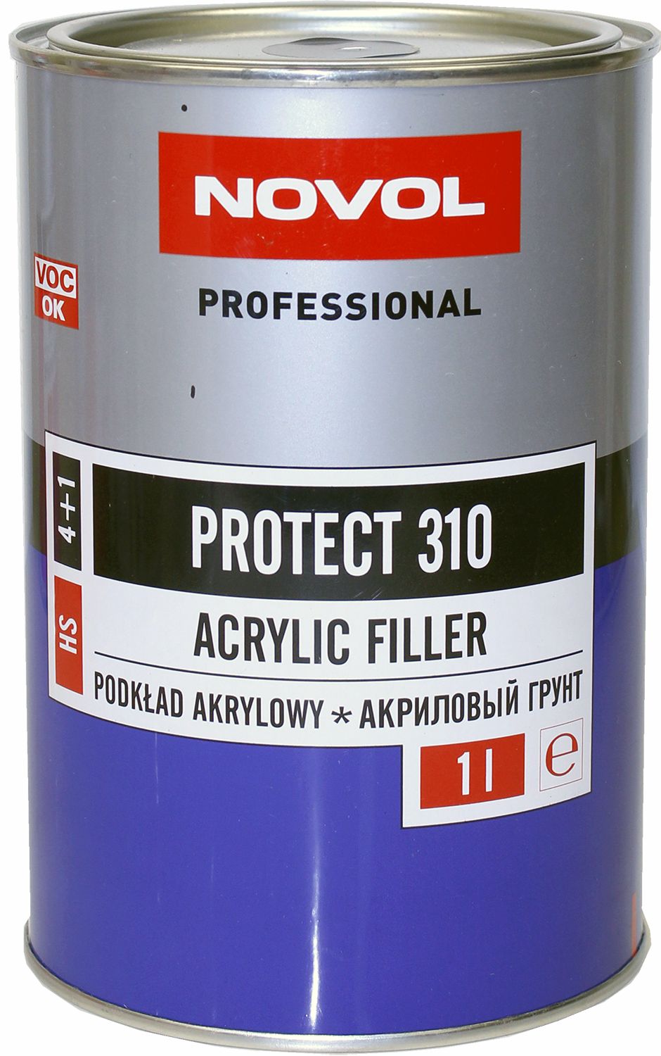 310 грунт акриловый 2к hs 4+1 protect черный 1л novol