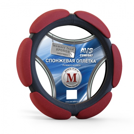 оплетка руля спонжевая sp-426m-rd (размер м, красный) avs