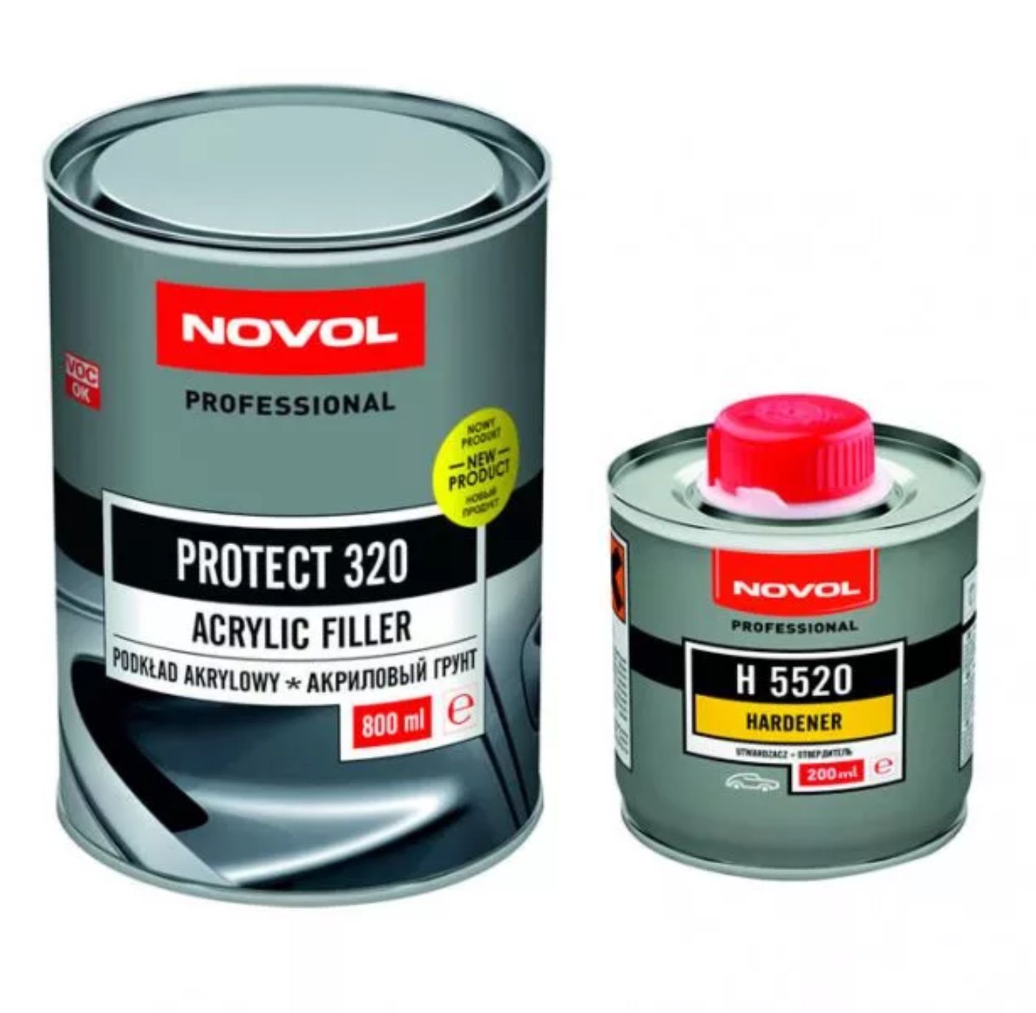 320 акриловый грунт protect 4+1 серый 0,8л+0,2л novol