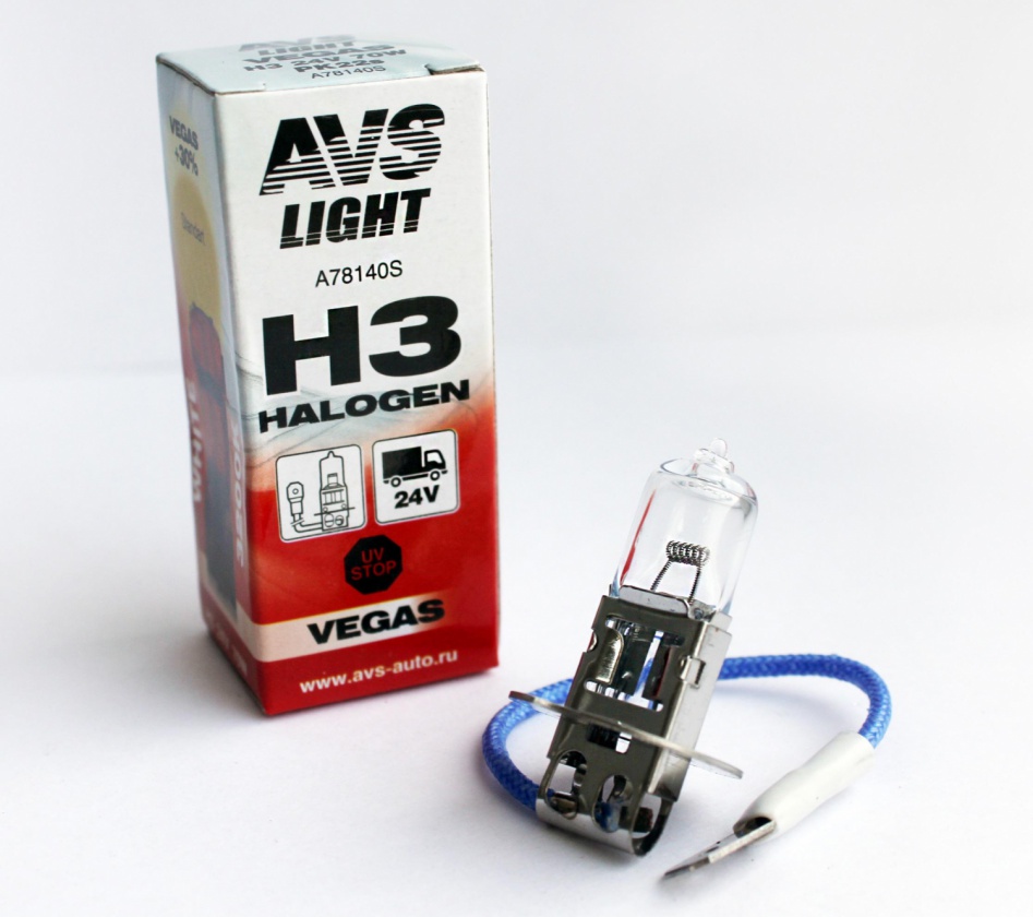 галогенная лампа vegas h3 24v, 70w avs