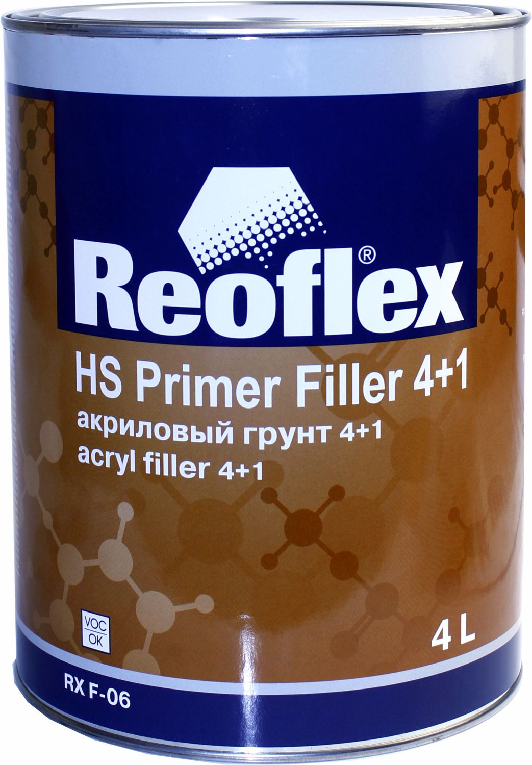 грунт акриловый 2к 4+1 серый 4л reoflex