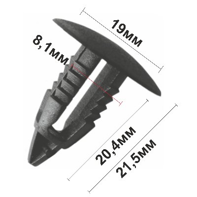 10985-1 (C985 Black) (черный) клипса нажимная пластиковая