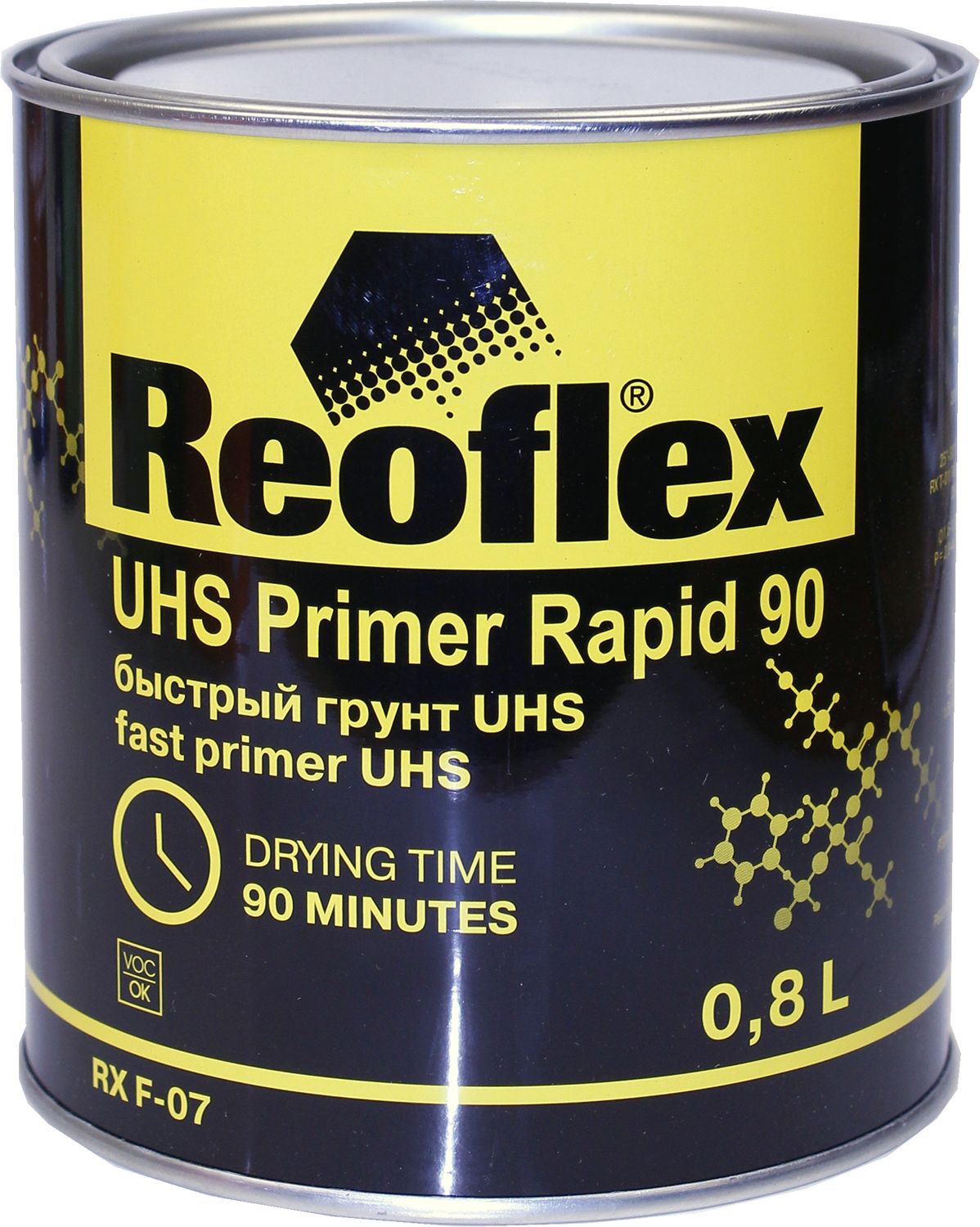 грунт акриловый быстрый uhs 2к 4+1 черный 0,8л reoflex