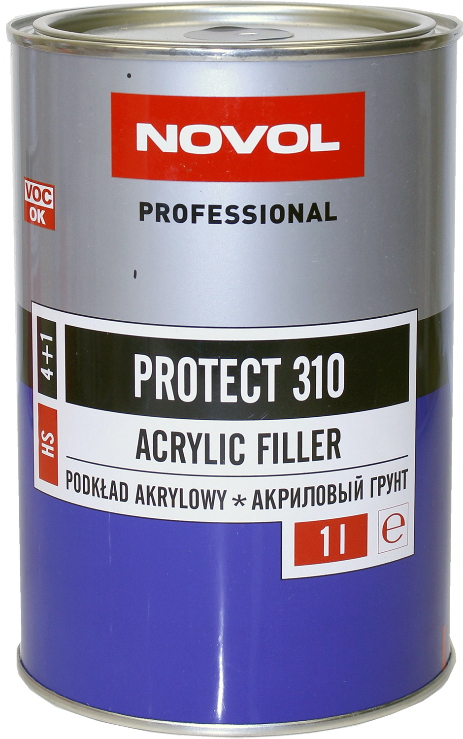 310 грунт акриловый 2к hs 4+1 protect серый 1л novol