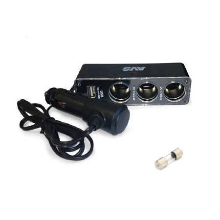 разветвитель прикуривателя cs313u на 3 выхода + usb 12/24 avs